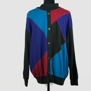 Vtg Women Lightweight Knit Colorblock Pullover Top